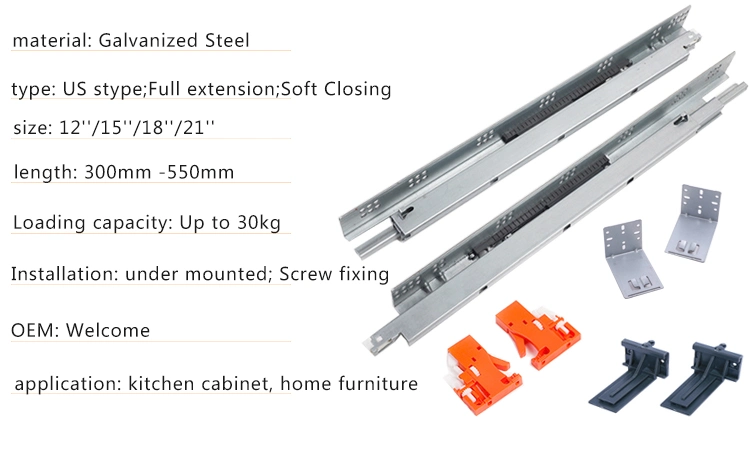 Concealed Clip Drawer Slide Adjustable Undermount Slide